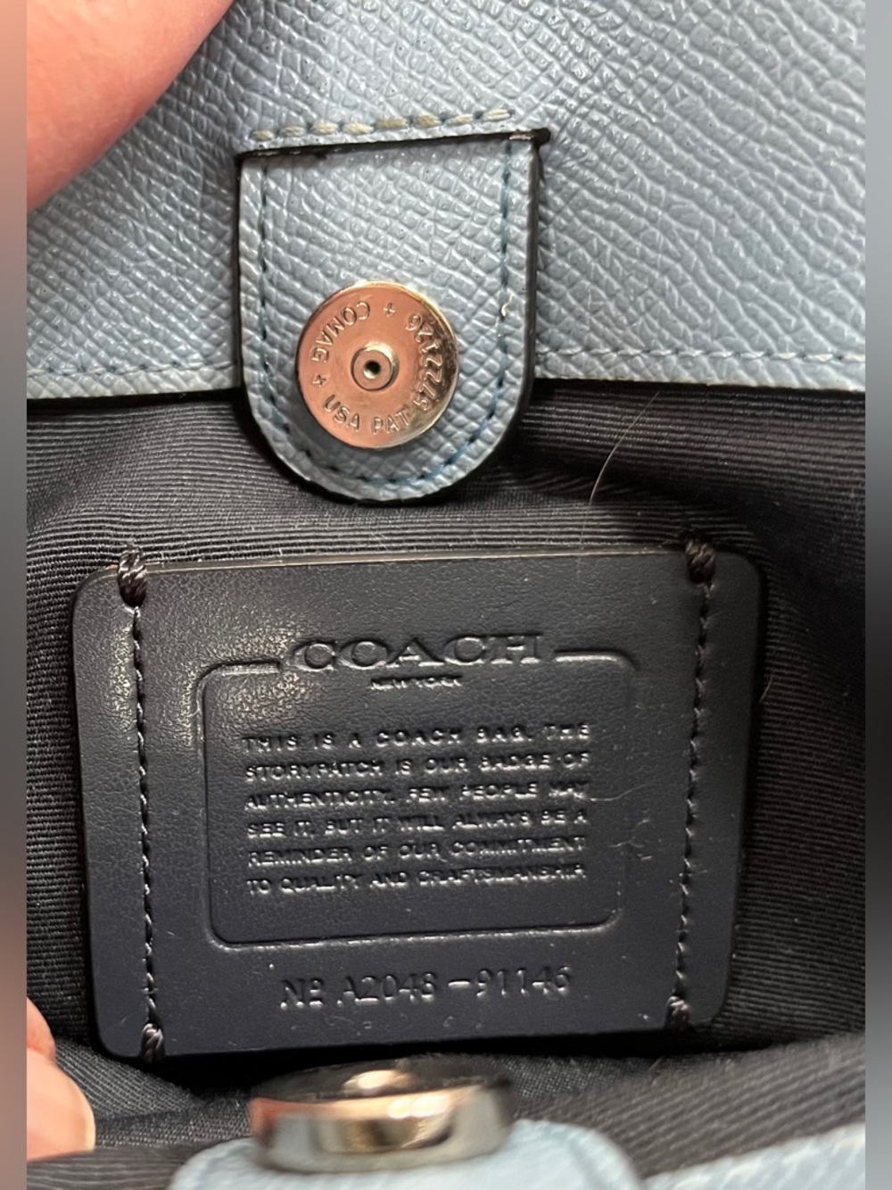 Coach Mini Lillie Carryall Bag in Light Blue Crossgrain Leather, Crossbody Strap - Picture 4 of 8